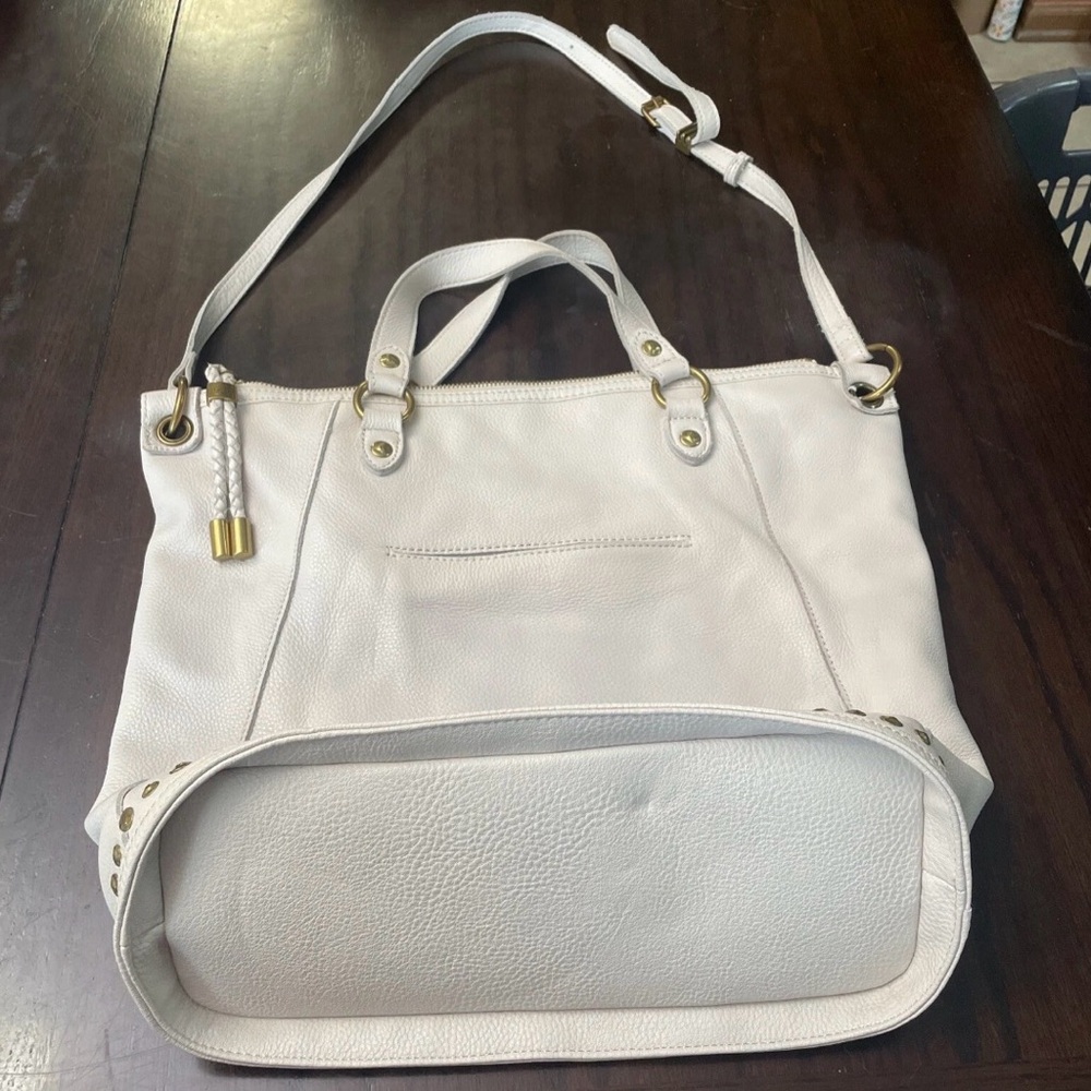 The Sak White Leather Tote with Gold Hardware